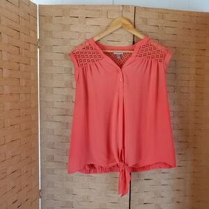 Roz & Ali Pink Blouse Size 2XL Tie Top